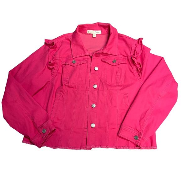Est. 1946 Denim Ruffle Jacket Sz. XL - Picture 1 of 11